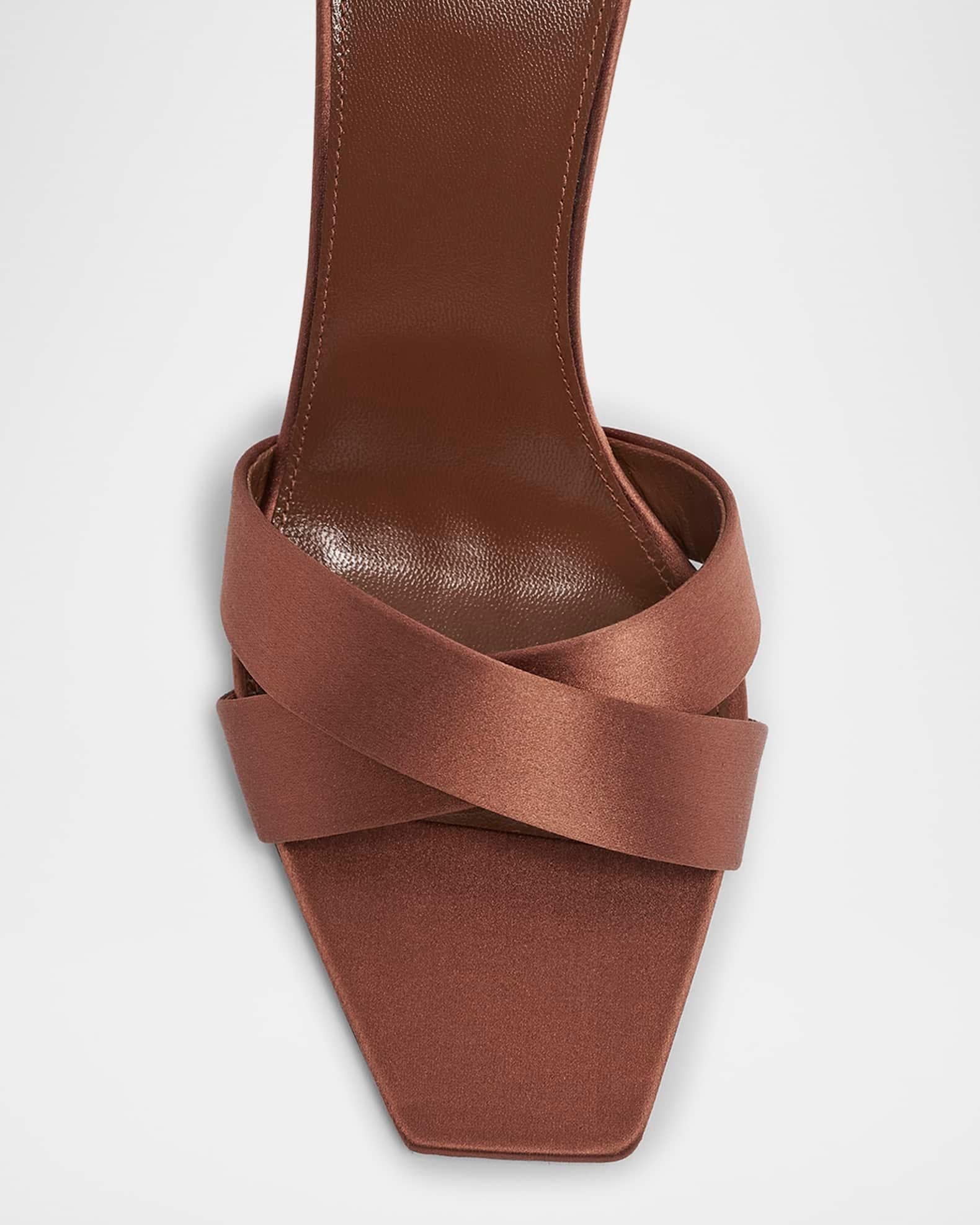 Opyum YSL Logo-Heel Satin Slide Sandals  Product Image