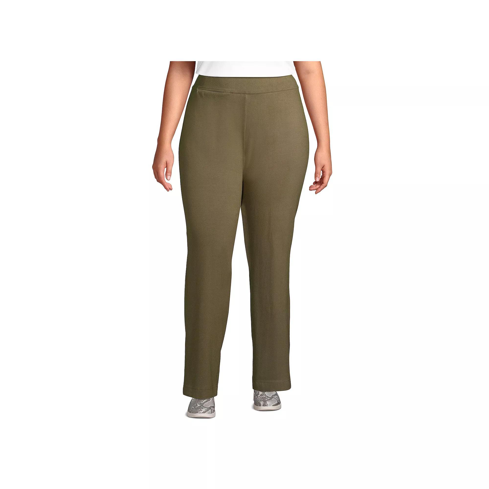 Plus Size Lands' End Starfish Pull-On Straight-Leg Pants, Women's, Size: 1XL, Green Moss Product Image