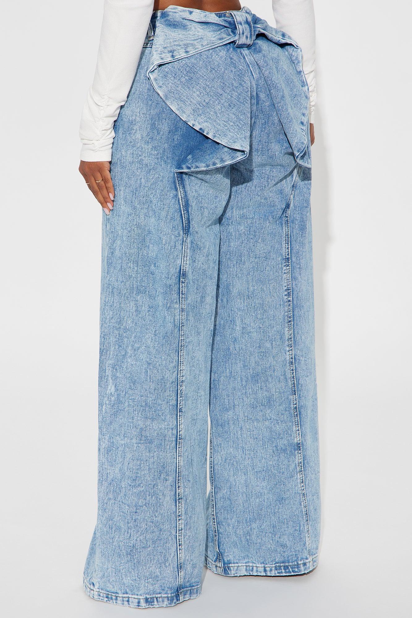 Brianca Bow Wide Leg Jeans - Acid Wash Product Image