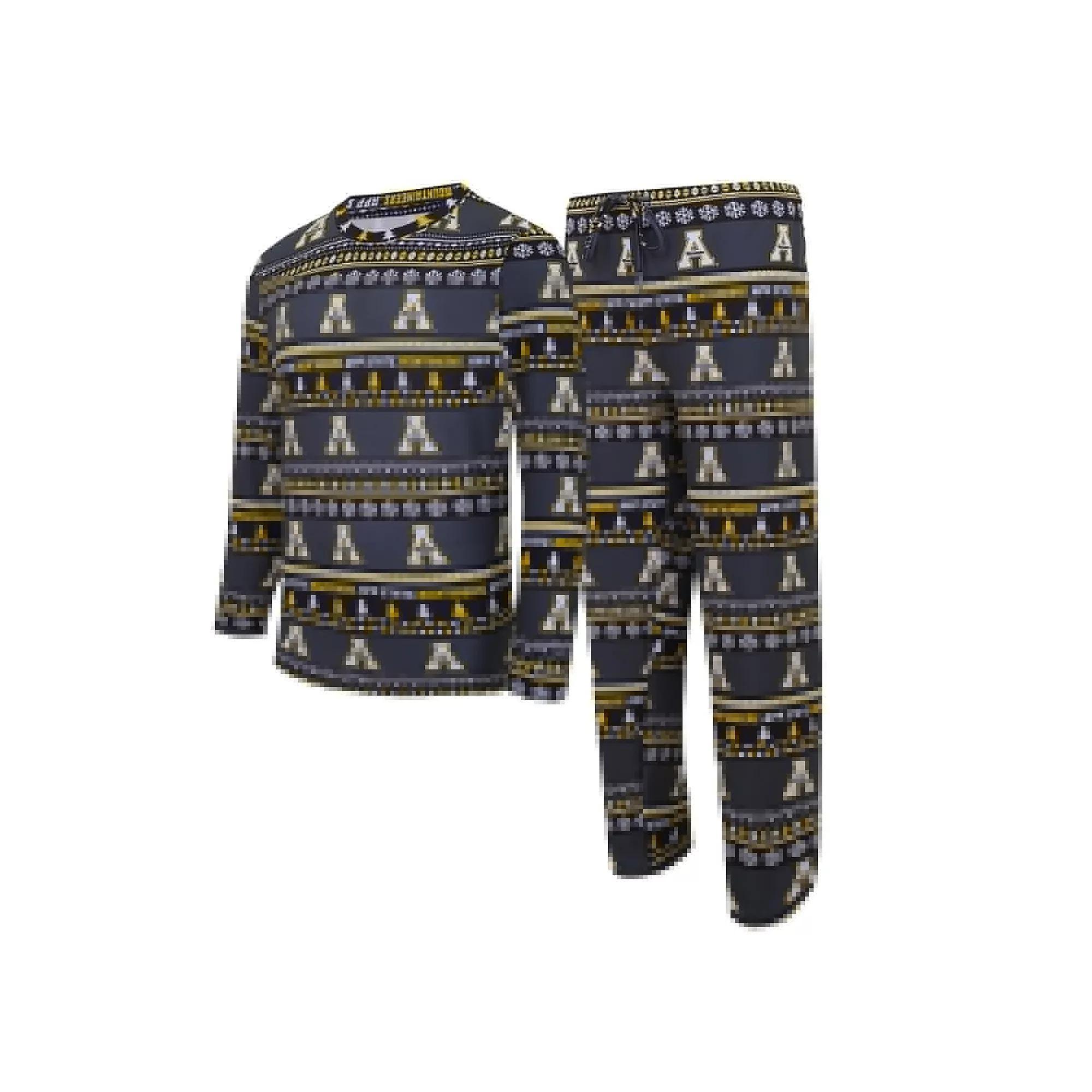 Men's Concepts Sport Black Appalachian State Mountaineers Swivel Long Sleeve T-Shirt & Pants Sleep Set, Size: Medium, App Black Product Image
