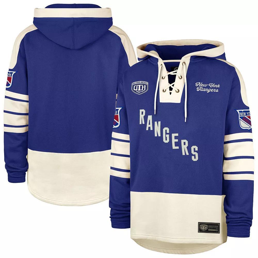 Men's '47  Blue New York Rangers Blue Line Heritage Lacer Pullover Hoodie, Size: Small, Ran Blue Product Image