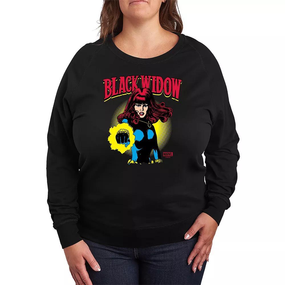 Plus Size Widow Comic Portrait French Terry Long Sleeve Tee, Womens Product Image