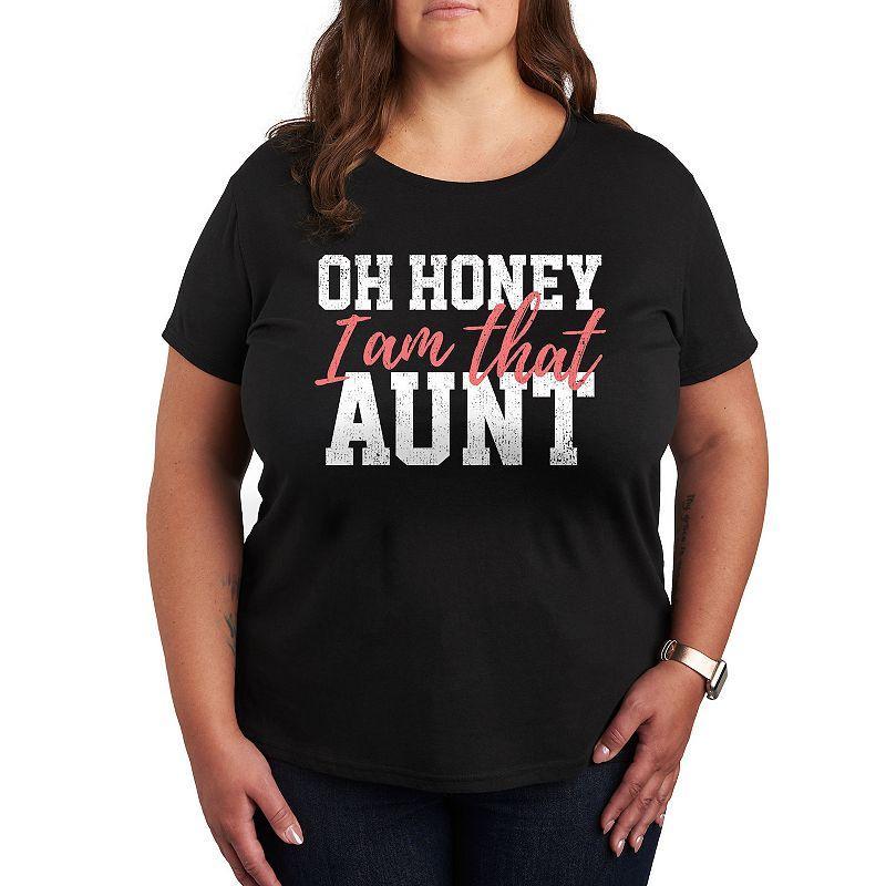 Plus Oh Honey I Am That Aunt Graphic Tee, Womens Grey Blue Product Image