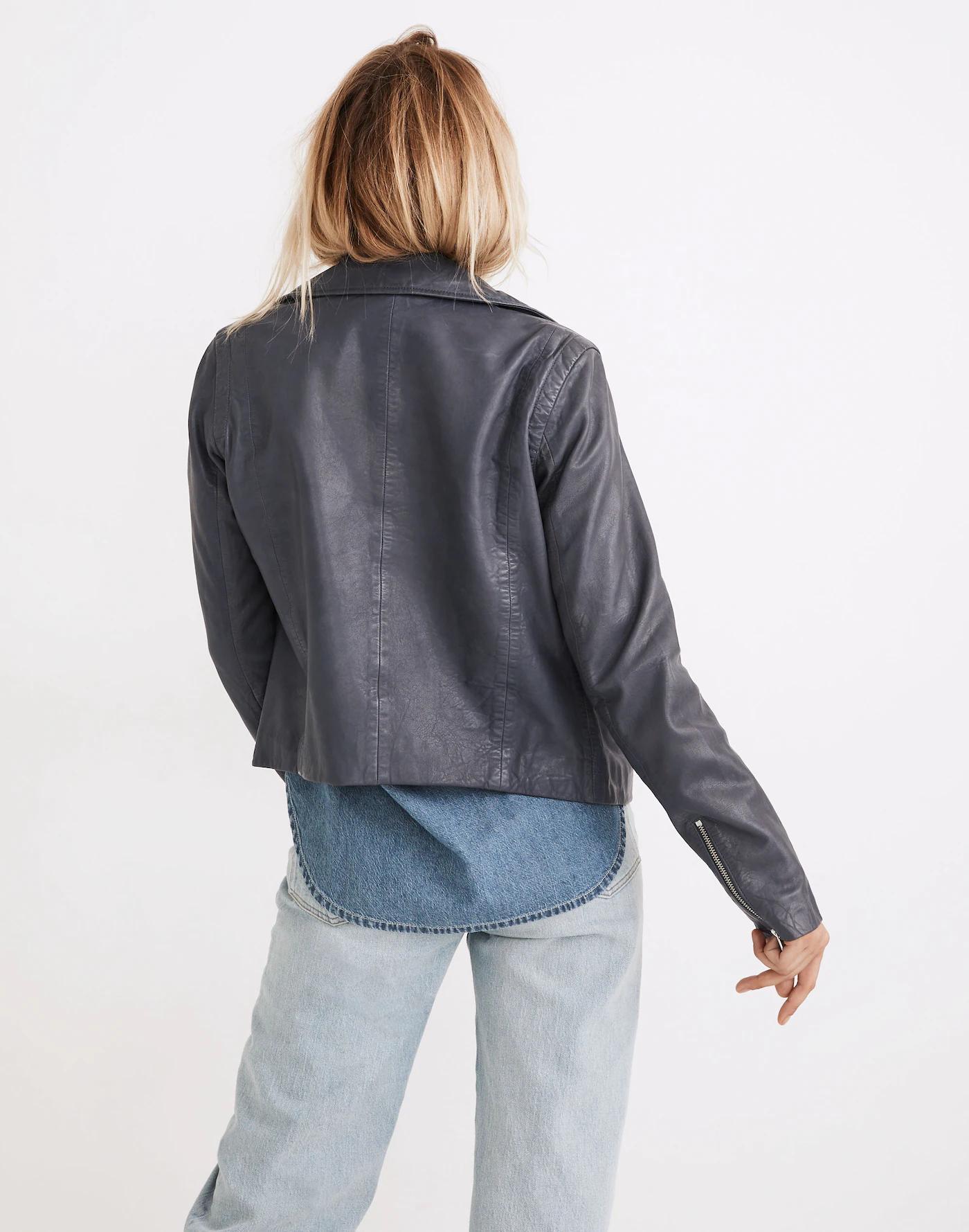 The Washed Leather Motorcycle Jacket Product Image