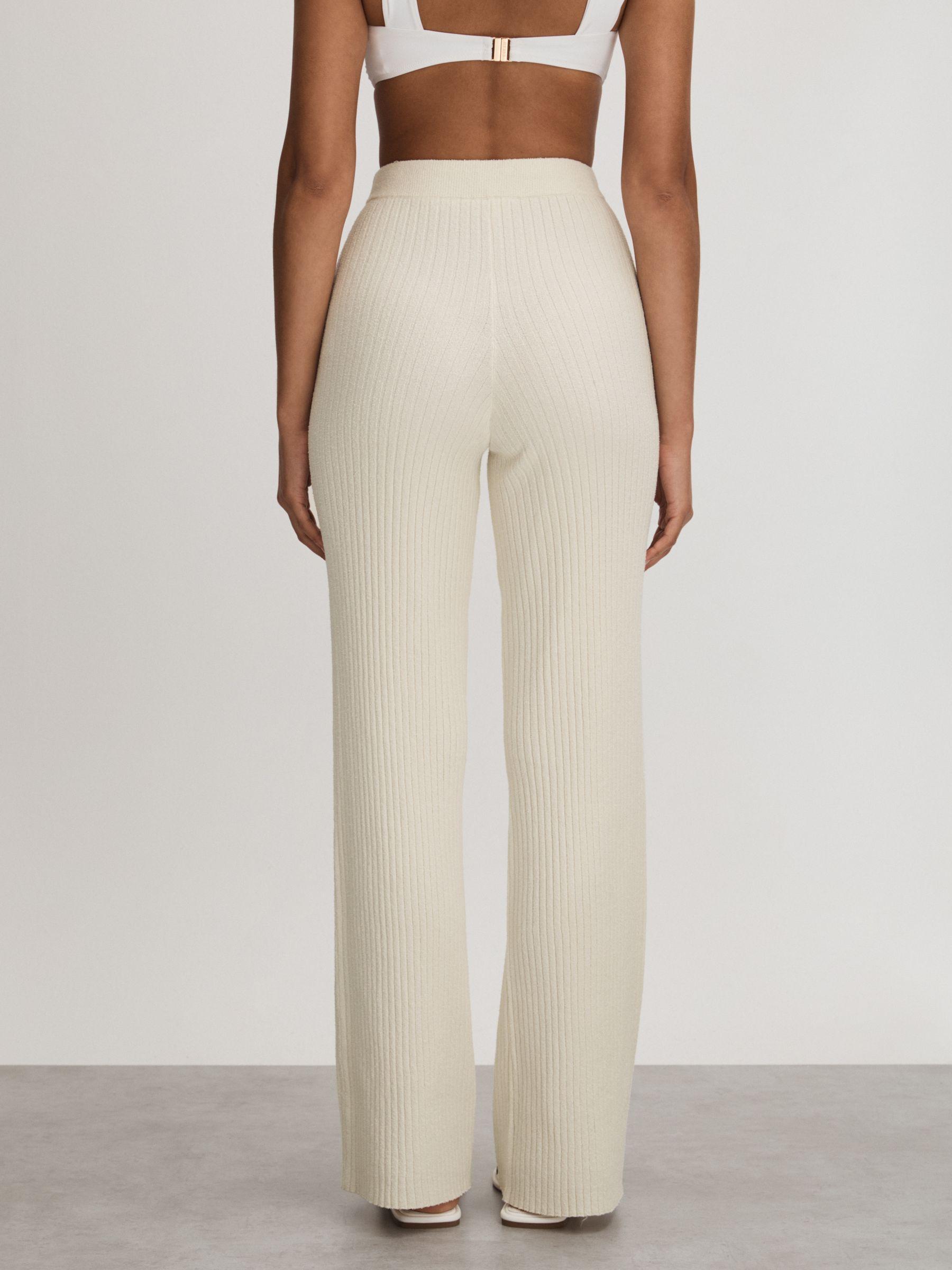 Good American Cloud White Ribbed Terry Lounge Trousers Product Image