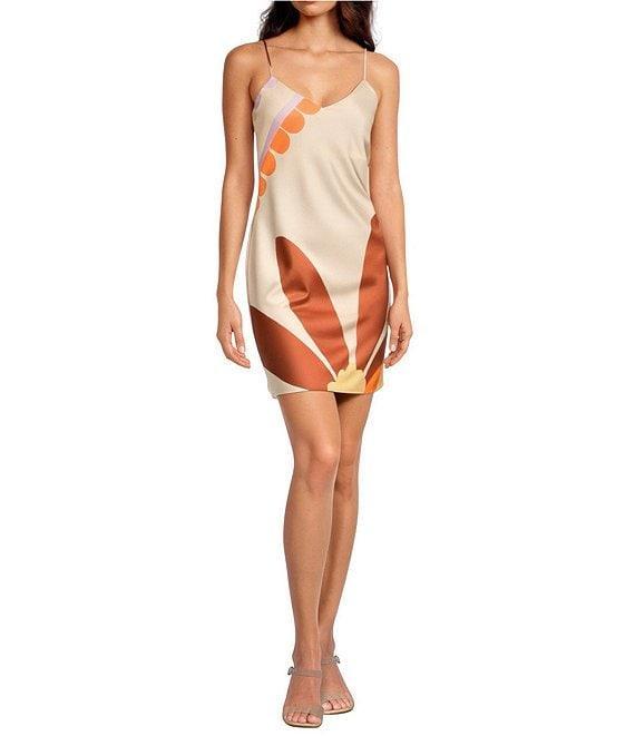 Gianni Bini Harper Satin V-Neck Sleeveless Slip Mini Dress Product Image