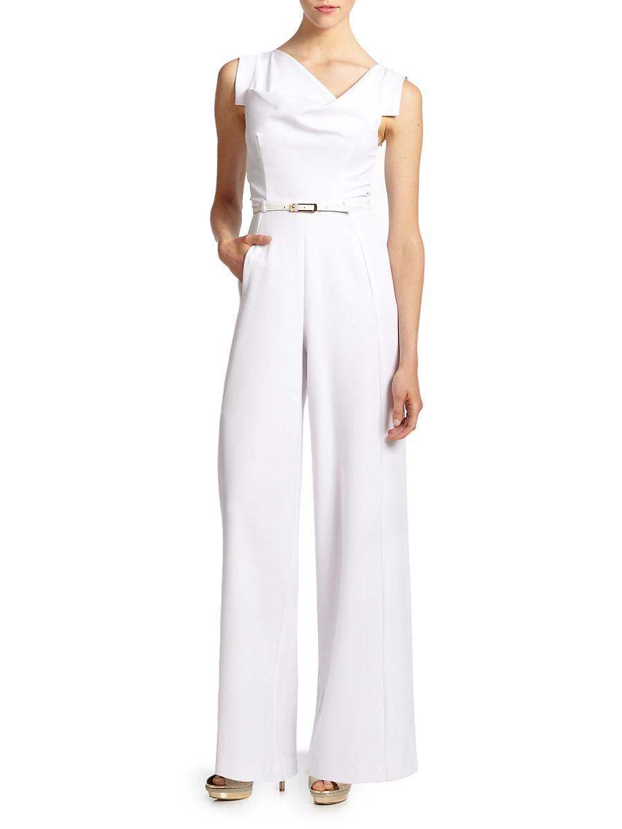 Jackie Cap-Sleeve Belted Wide-Leg Jumpsuit Product Image