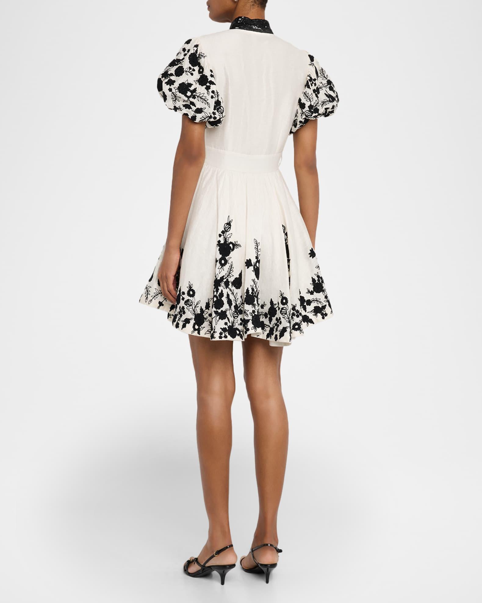 Dori Embroidered Organza Puff-Sleeve Mini Dress Product Image