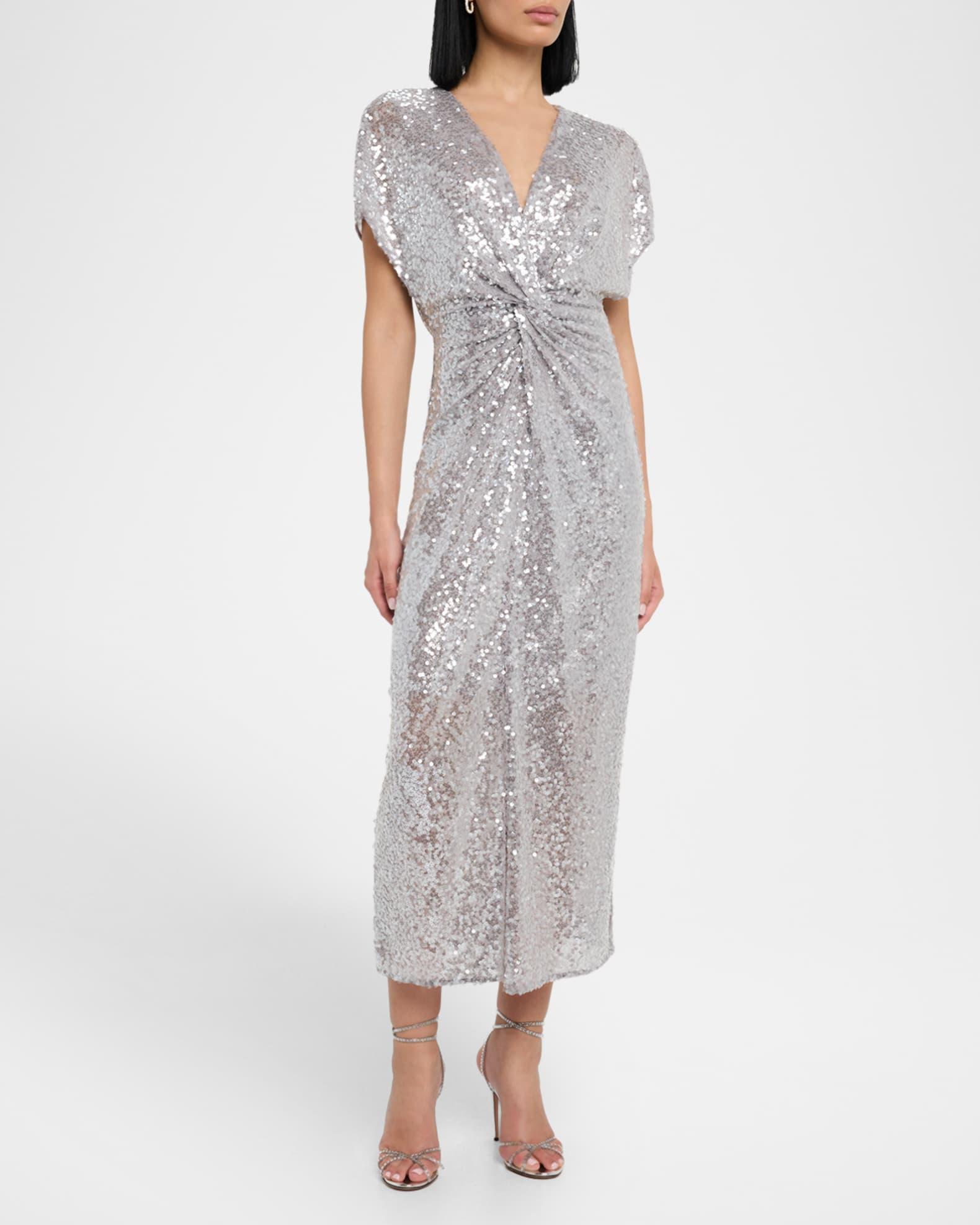 Jackie Twisted Sequined Midi Dress Product Image