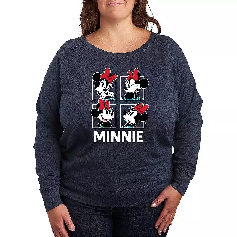 Disneys Minnie Mouse Plus Size Grid French Terry Long Sleeve Tee, Womens Product Image