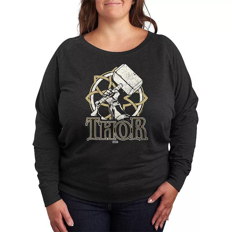 Plus Size Care Bears Halloween Pumpkin French Terry Long Sleeve Tee, Womens Grey Blue Product Image