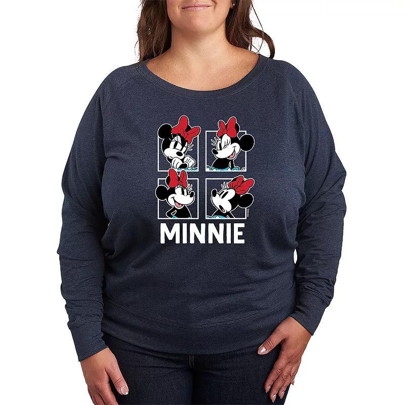 Disneys Minnie Mouse Plus Size Grid French Terry Long Sleeve Tee, Womens Product Image