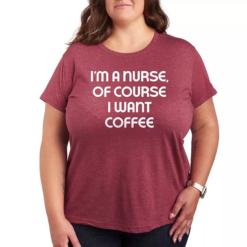 Plus Nurse Of Course I Want Coffee Graphic Tee, Women's, Size: 3XL, Black Product Image