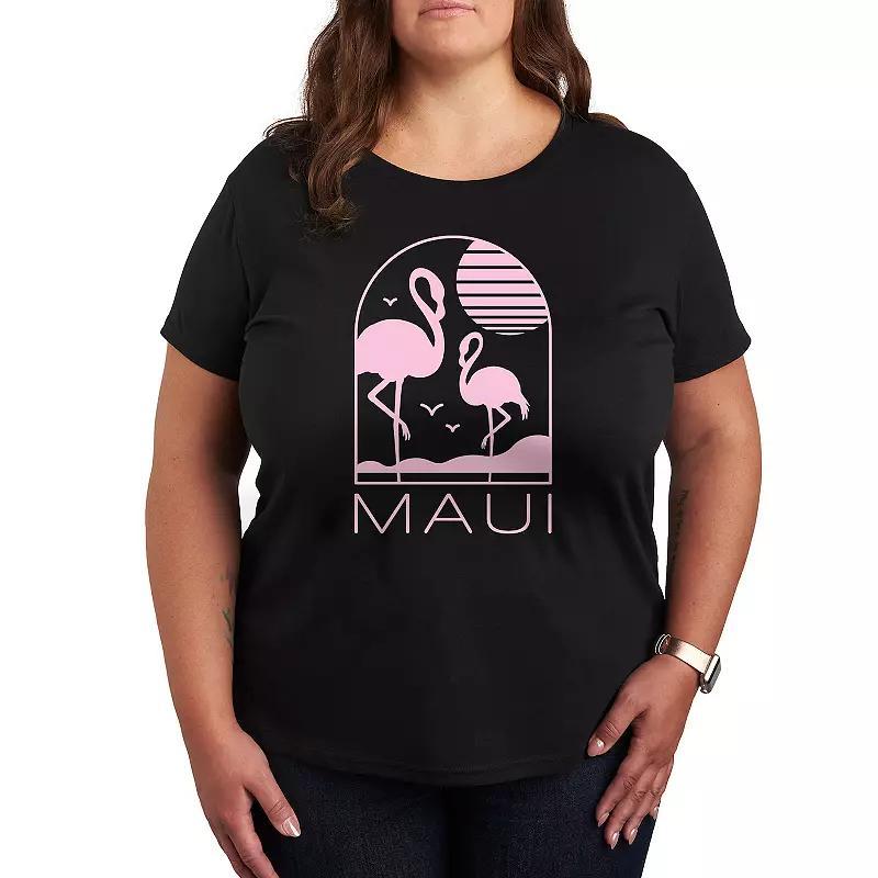Plus Maui Flamingos Graphic Tee, Womens Product Image
