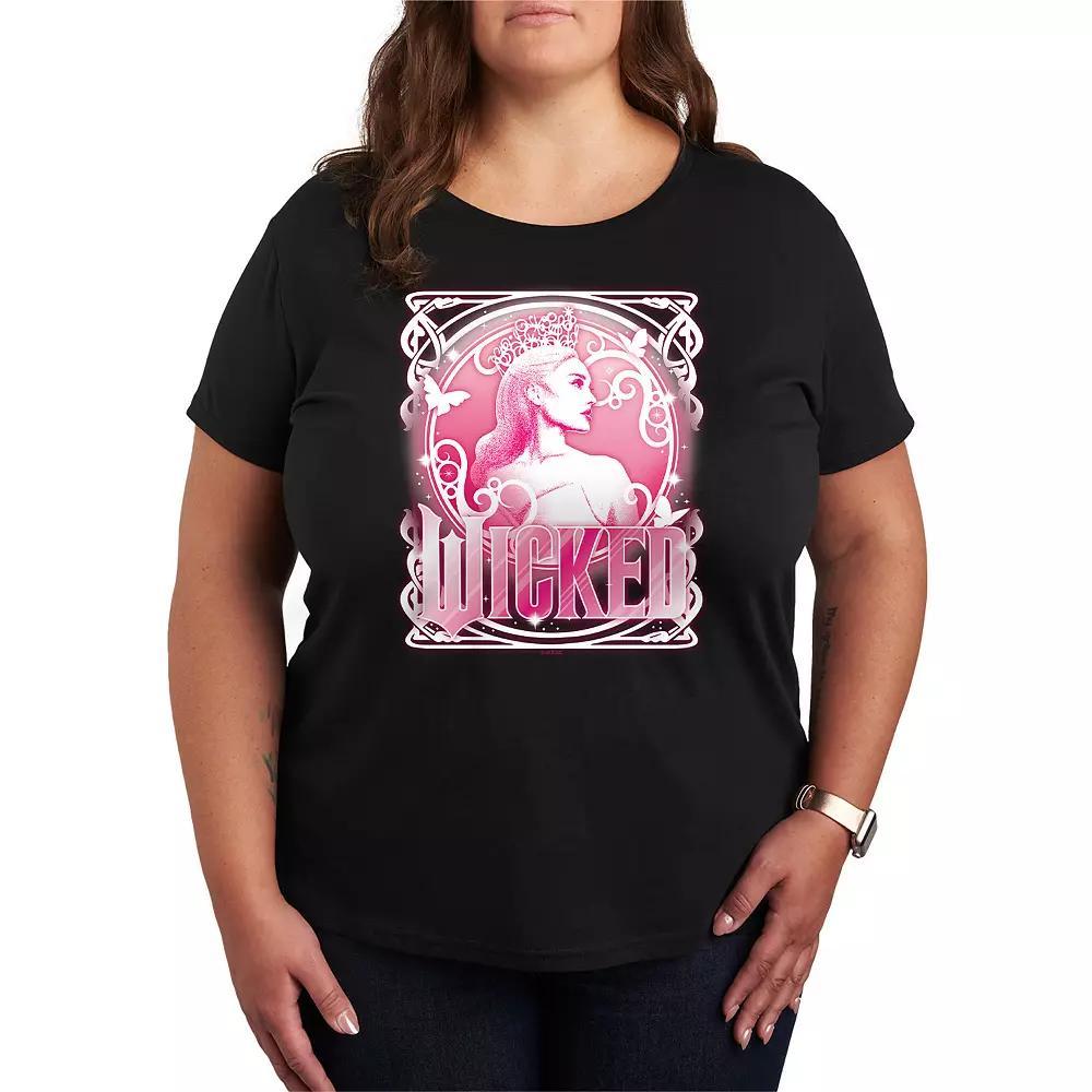 Plus Size Wicked Glinda Portrait Tee, Women's, Size: 1XL, Black Product Image