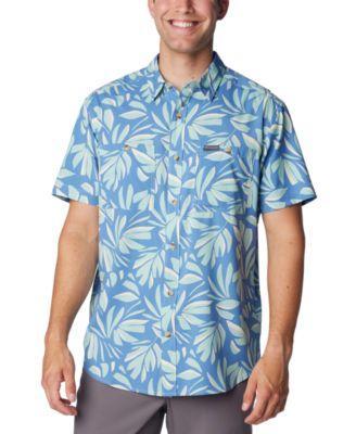 Men's Columbia UPF 40 Utilizer Printed Short Sleeve Button-Down Shirt, Size: Small, Spray Areca Product Image