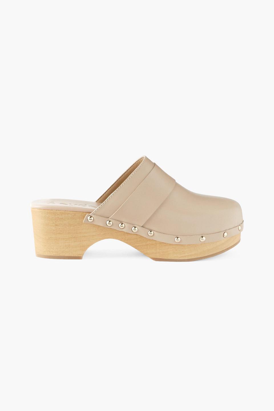 55mm Bibi Leather Clogs In Cream Product Image
