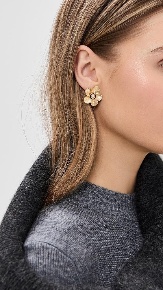 Kenneth Jay Lane Gold Flower Pierced Earrings | Shopbop Product Image