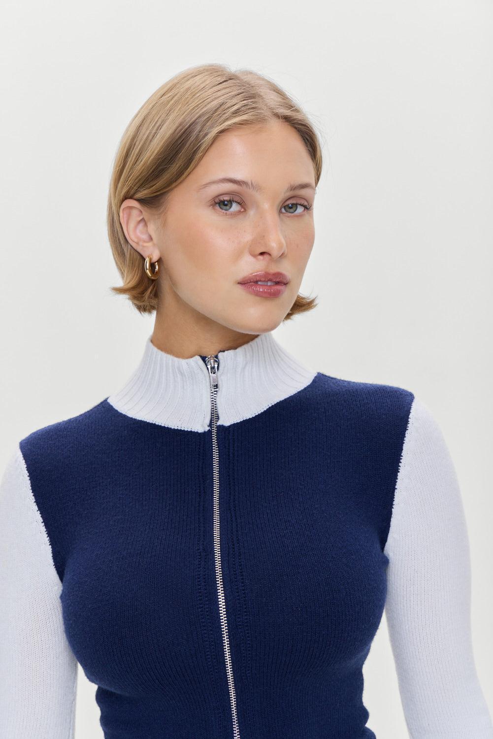 Carter Zip Up Knit Sweater - Starlight Product Image