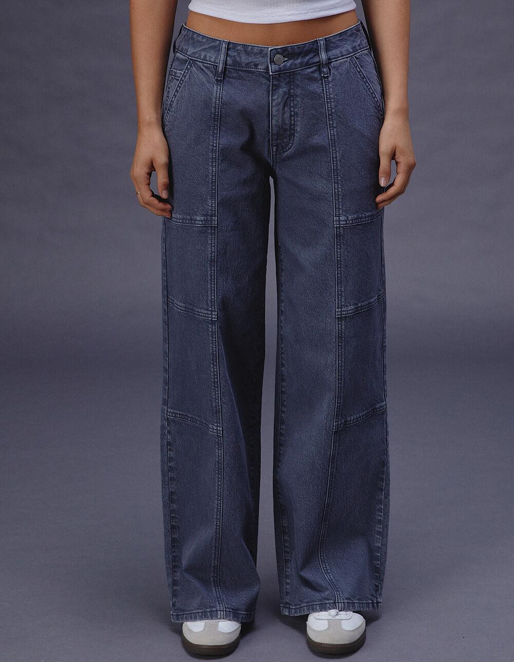 RSQ Womens Mid Rise Seam Loose Fit Pants - NAVY Product Image