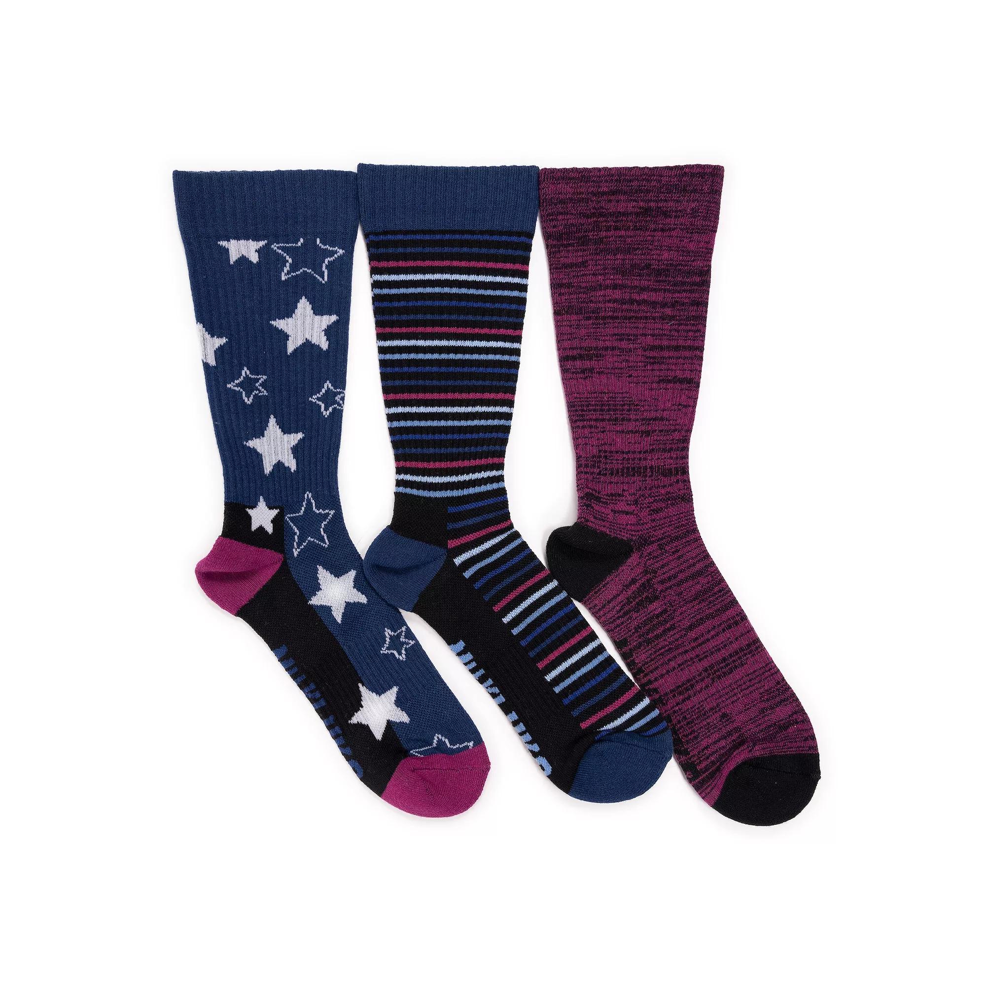 Womens MUK LUKS 3-Pack Cotton Compression Crew Socks Product Image