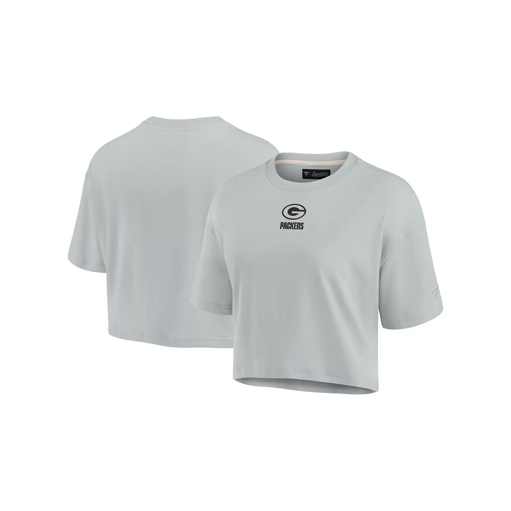 Women's Fanatics Signature Gray Green Bay Packers Super Soft Short Sleeve Cropped T-Shirt, Size: Medium, Grey Product Image