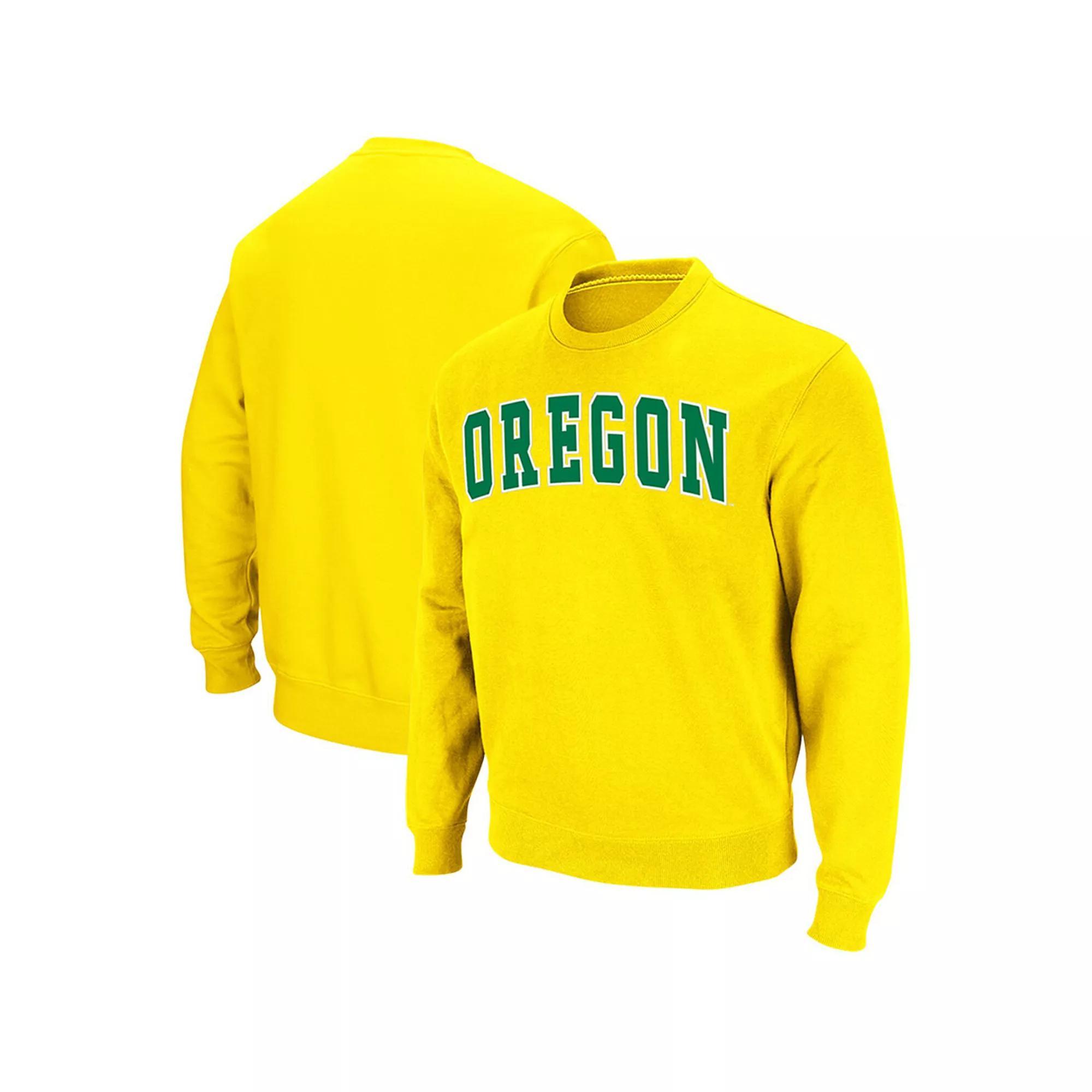 Men's Colosseum Yellow Oregon Ducks Arch & Logo Tackle Twill Pullover Sweatshirt, Size: XL Product Image