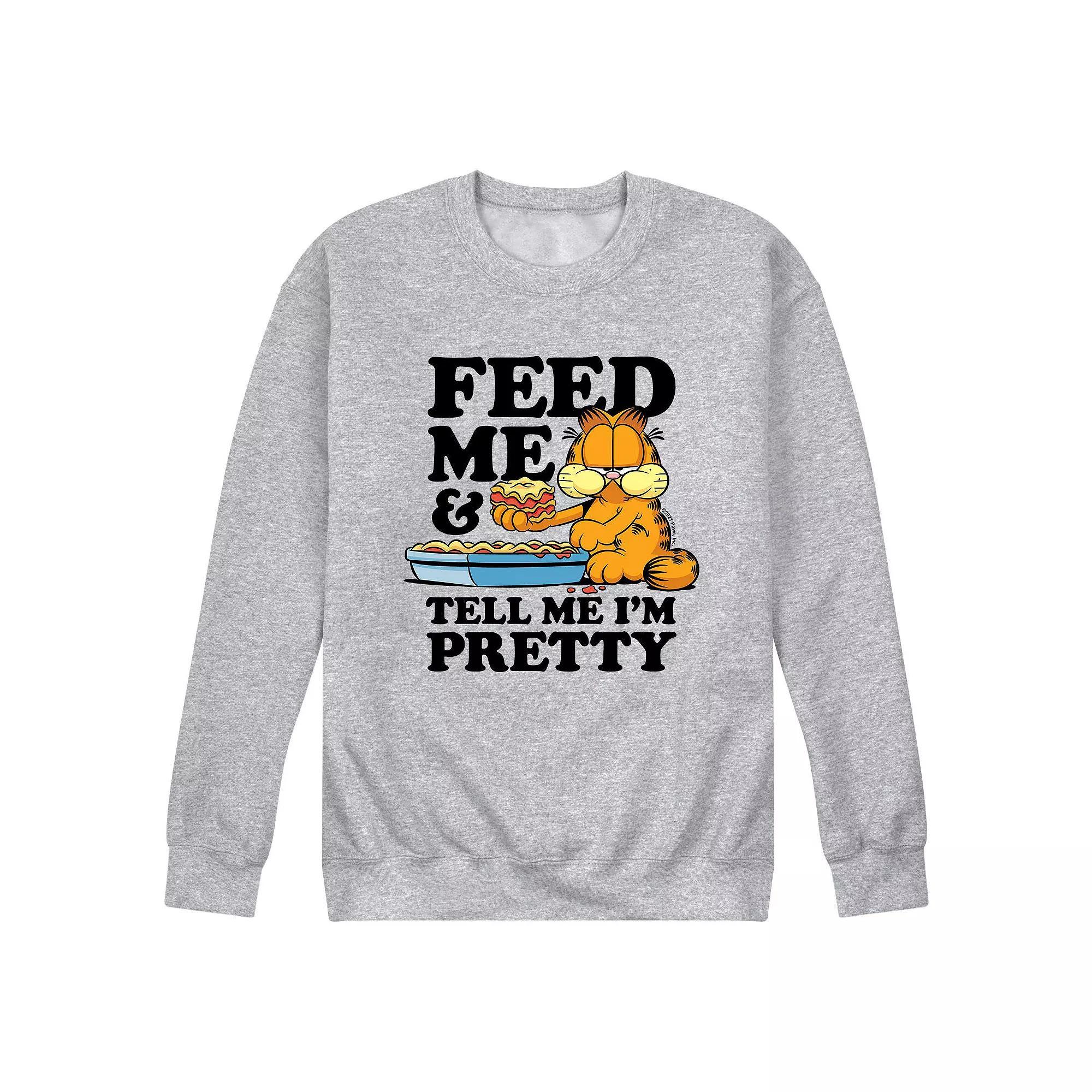 Mens Garfield Feed Me Sweatshirt Athletic Grey Product Image