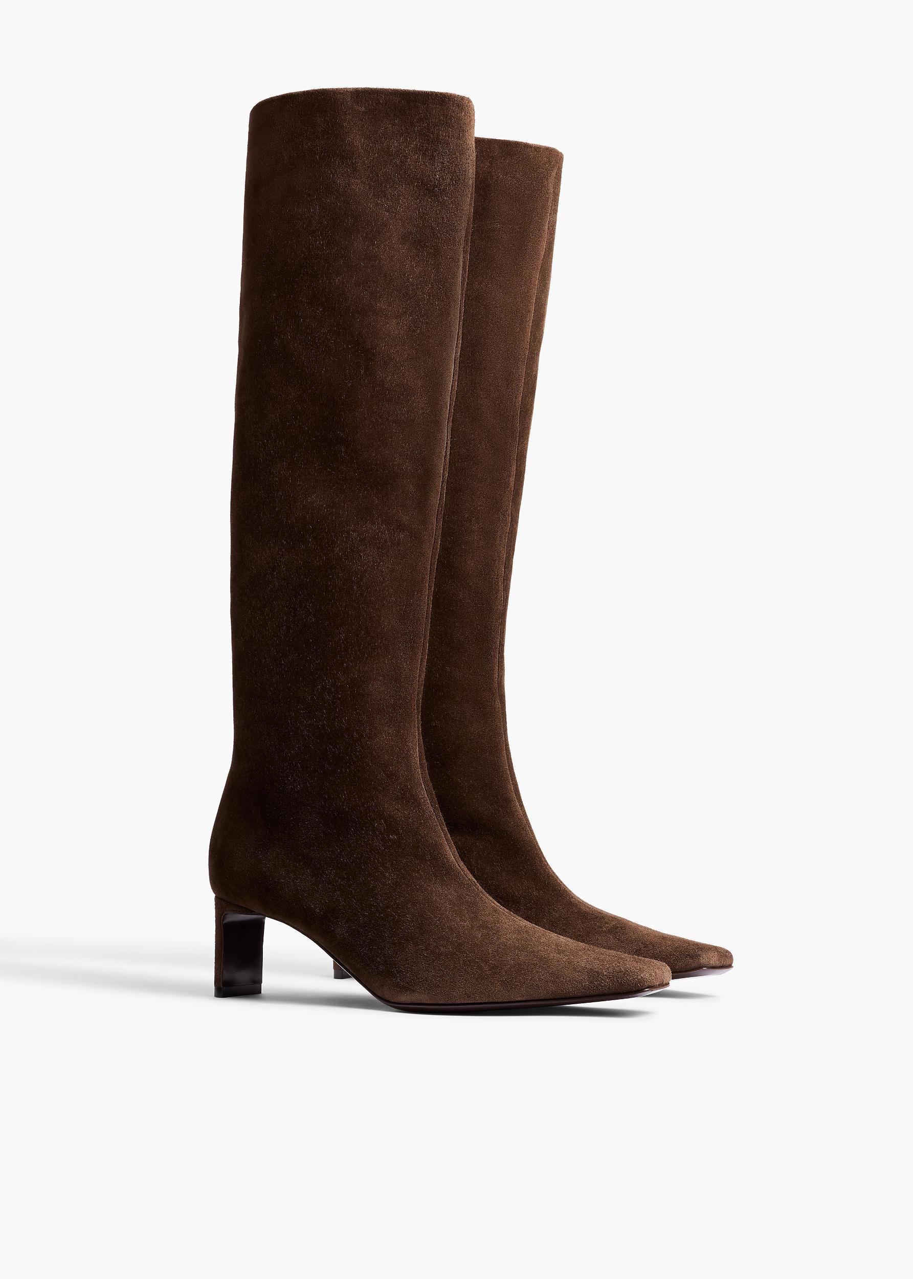 Ona Knee-High Boot in Ebano Suede Product Image
