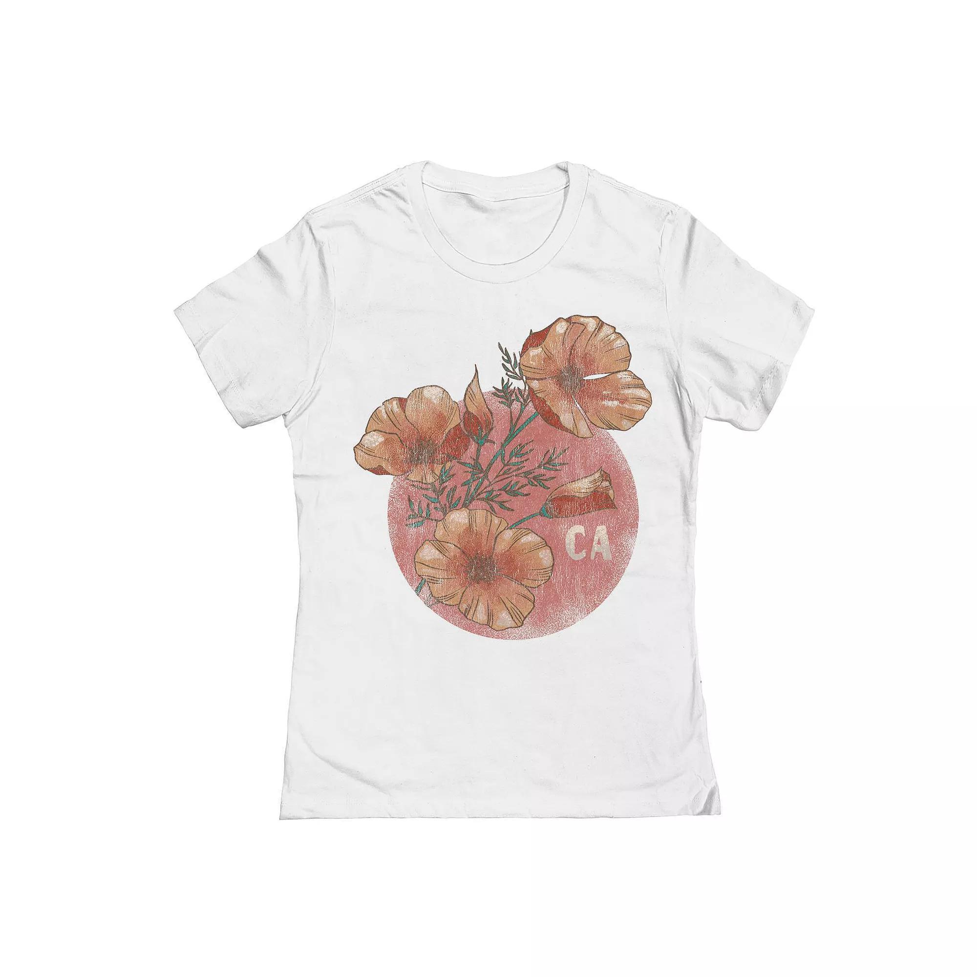 Junior's Calipoppy Graphic Tee, Girl's, Size: Large, White Product Image