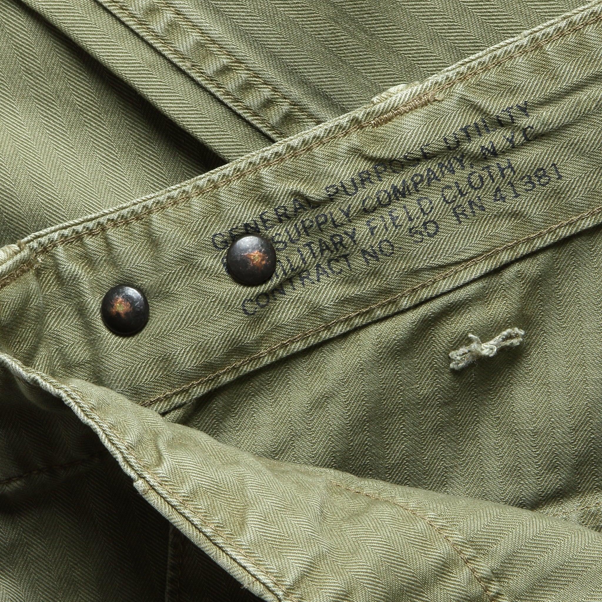 Cotton Herringbone Pant - Green Product Image