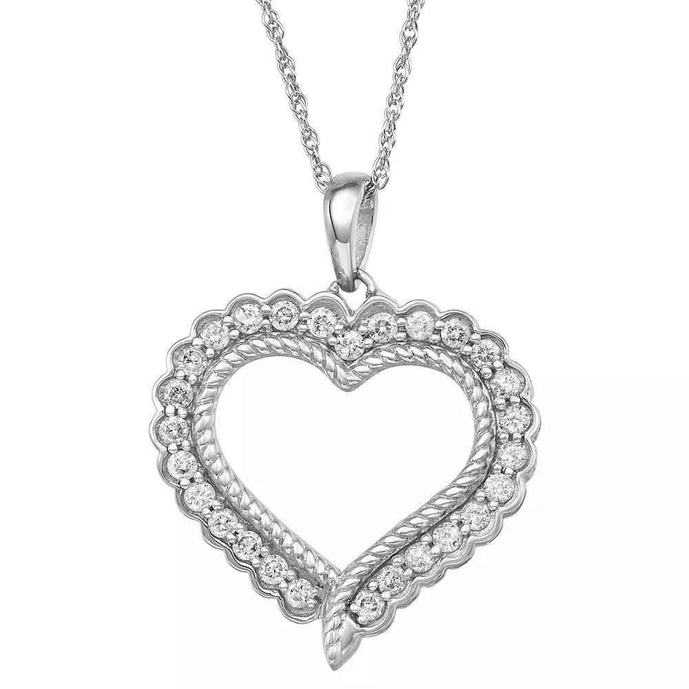 Jewelexcess Sterling Silver 1/2 Carat Diamond Heart Pendant Necklace, Women's, Size: 18" Product Image