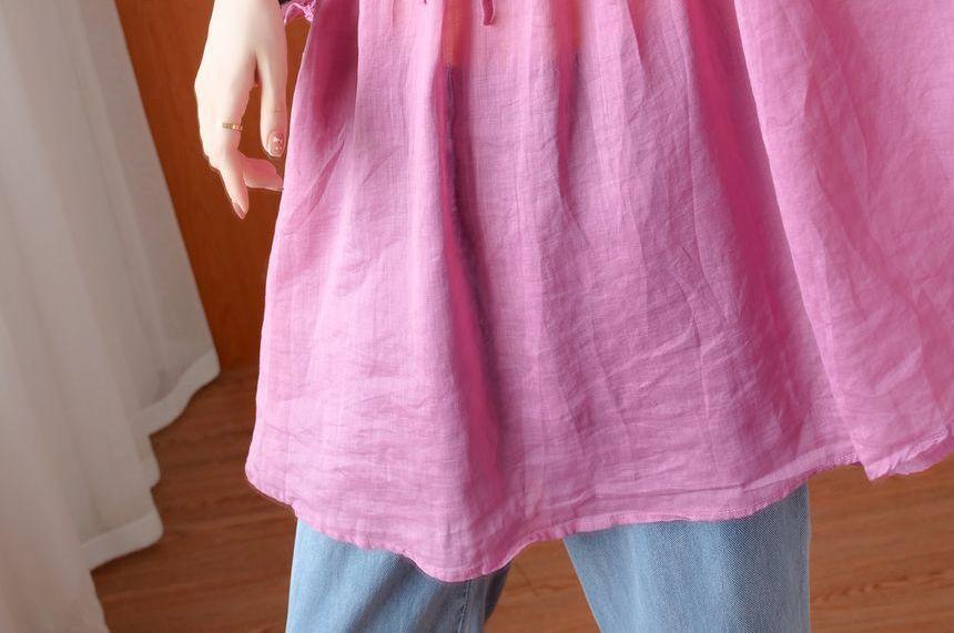 3/4-Sleeve Linen Blend Blouse Product Image