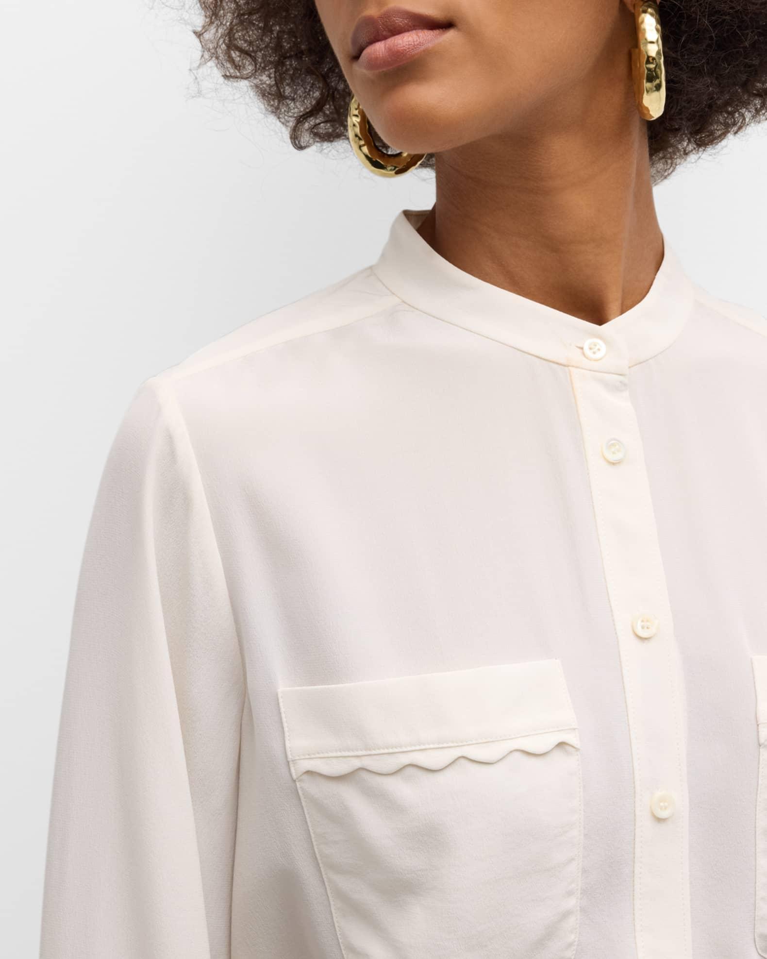 Scallop-Trim Silk Shirt Product Image