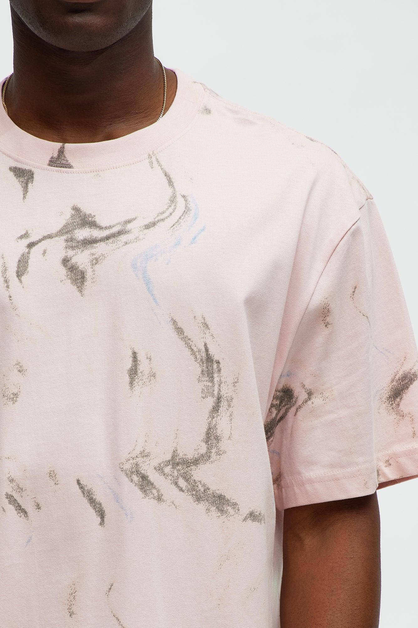 Marble Print Relaxed Tee - Pink Male Product Image