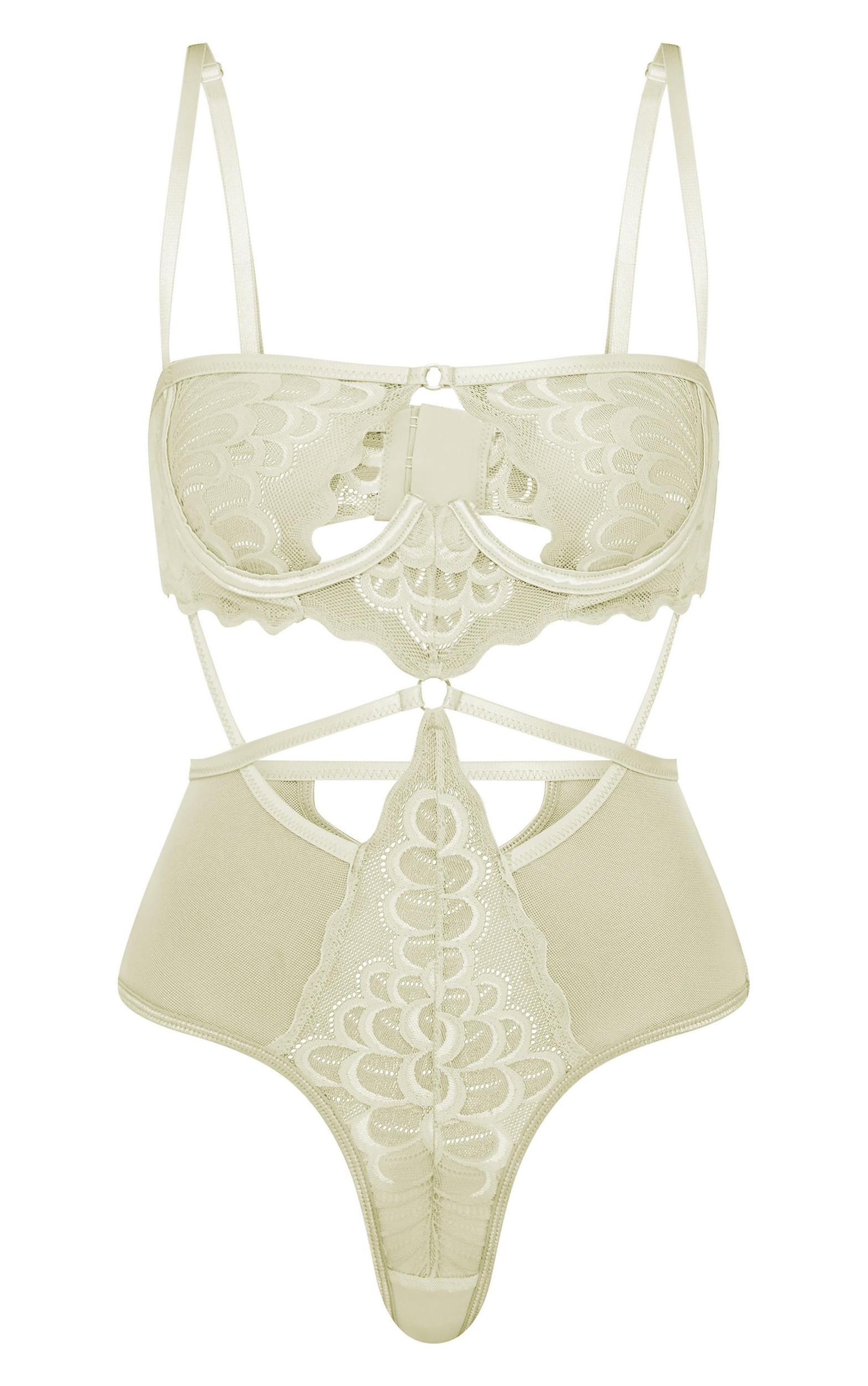 Sage Green Underwired Cut Out Lace Bodysuit Product Image
