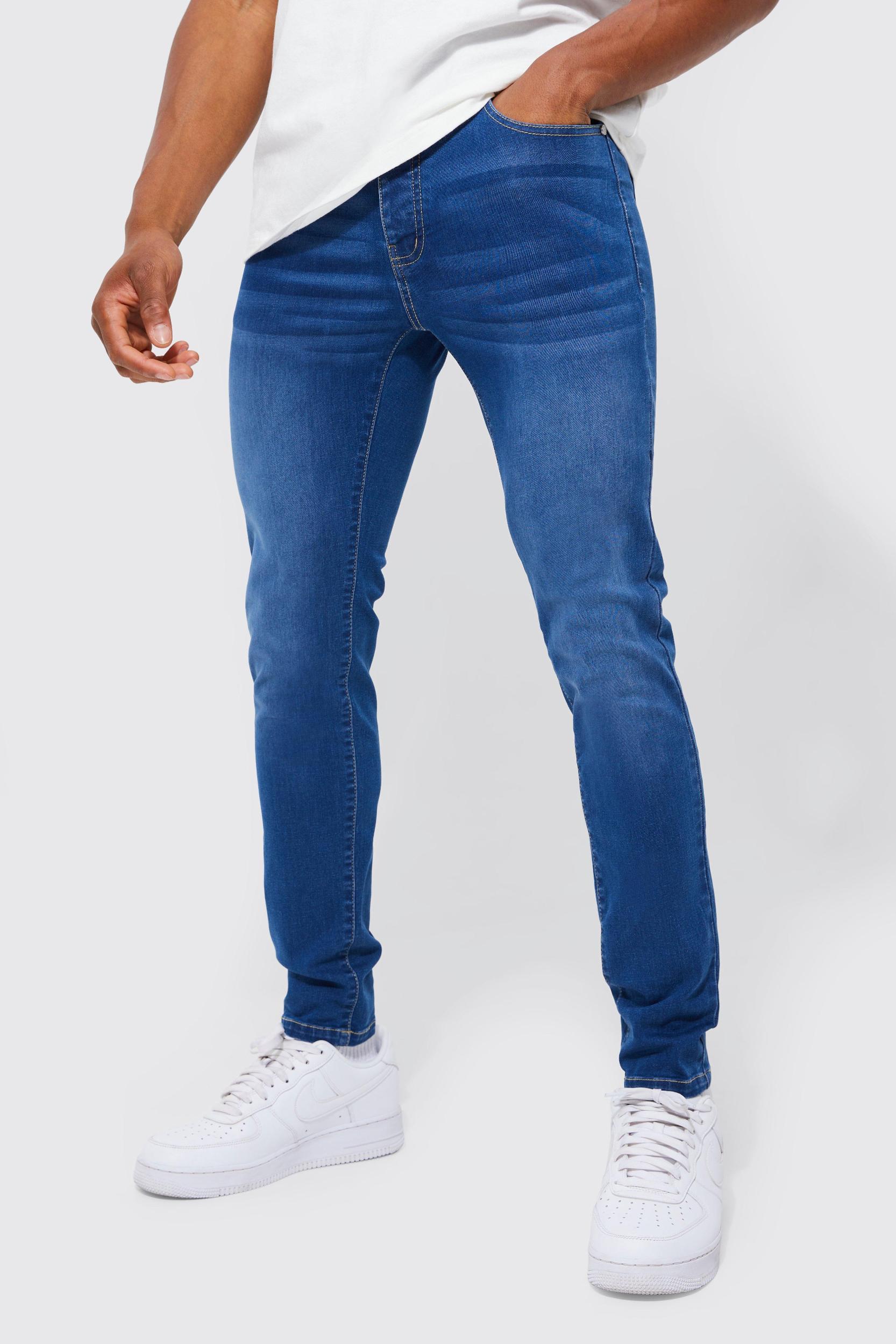 Mens Skinny Stretch Jeans - Blue Product Image