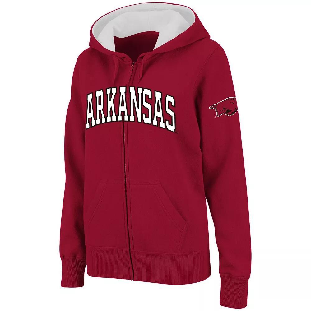 Womens Stadium Athletic Cardinal Arkansas Razorbacks Arched Name Full-Zip Hoodie Product Image