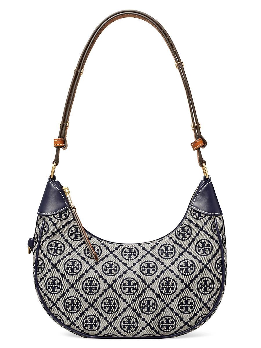 Womens T Monogram Jacquard Crescent Bag Product Image