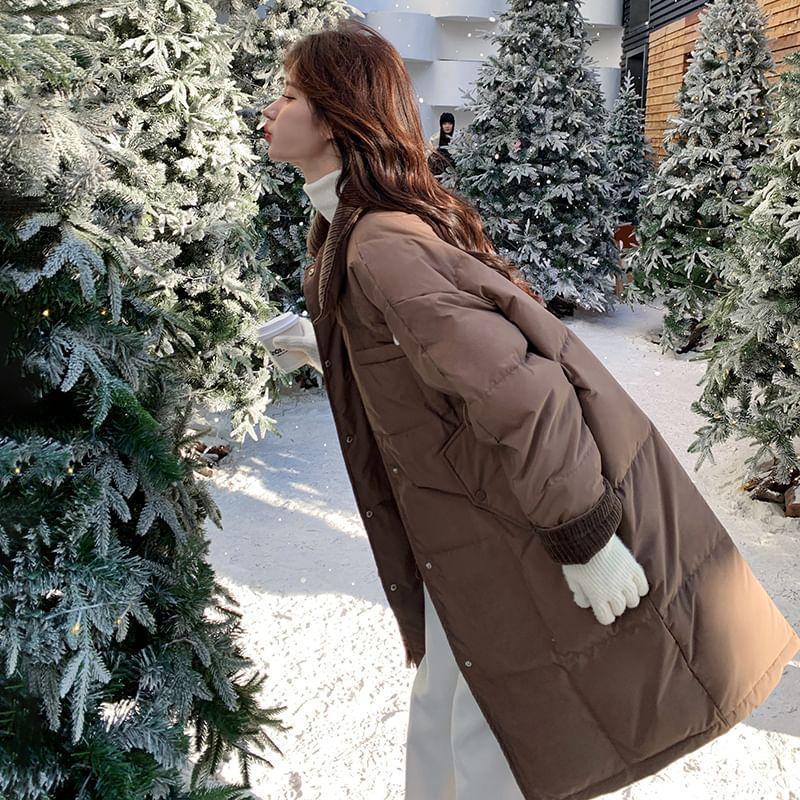 Collar Down Midi Single-Breasted Coat Product Image