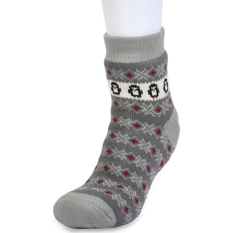 Women's GaaHuu® Jacquard Knit Cuffed Cabin Socks, Buffalo Check Deer Product Image