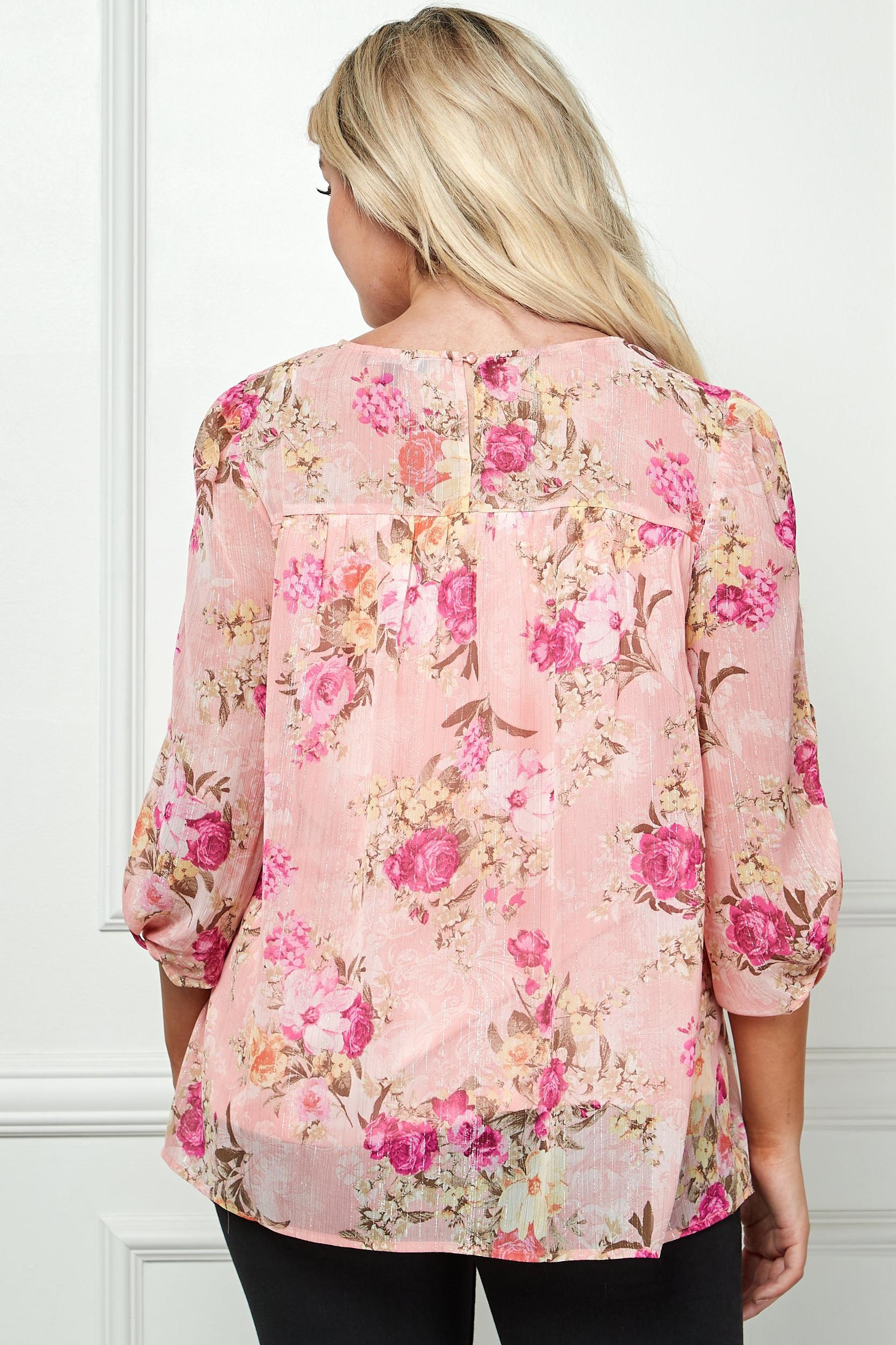 3/4 Knot Sleeve Front & Back Yoke Lined Blouse - Plus Product Image