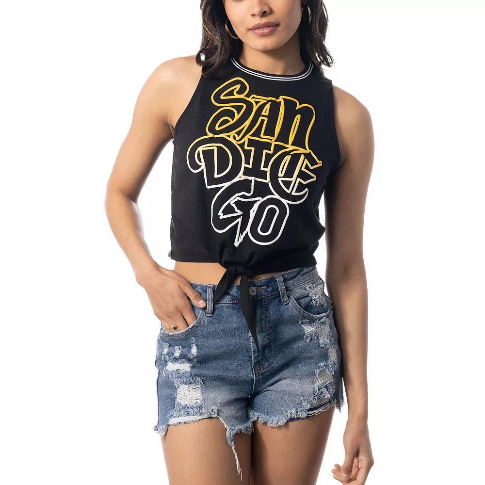 Women's The Wild Collective Black San Diego Padres Twisted Tie Front Tank Top, Size: 2XL Product Image