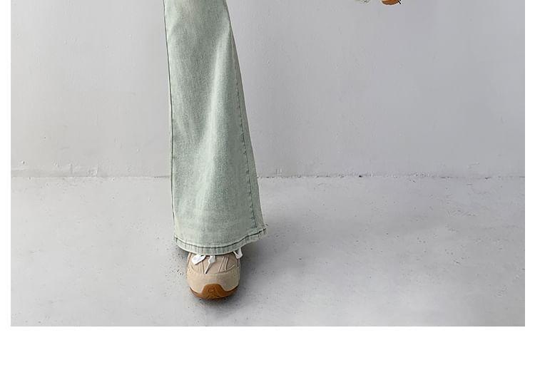Washed Low-Waist Flared Jeans Product Image