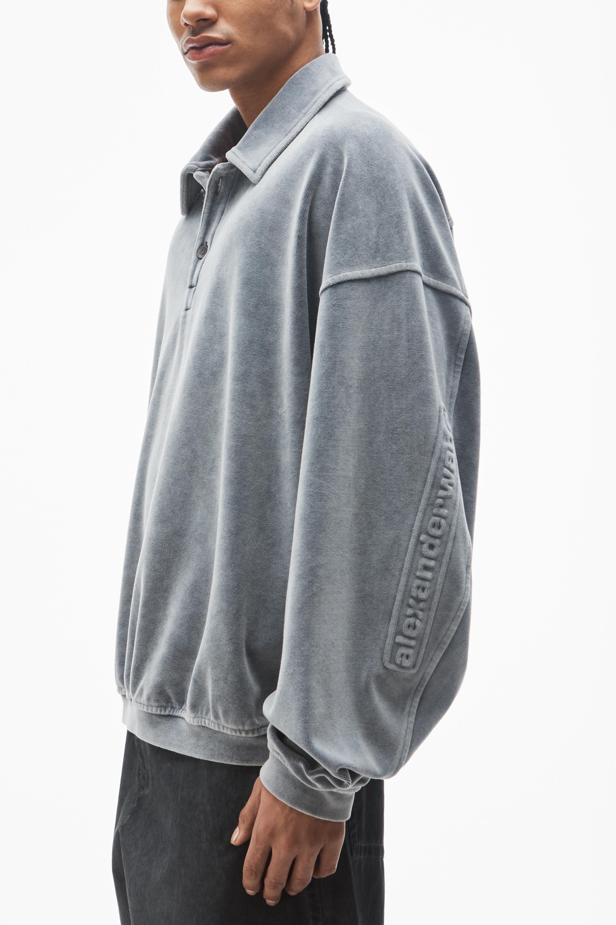 Articulated Polo Shirt In Velour With Embossed Logo Product Image