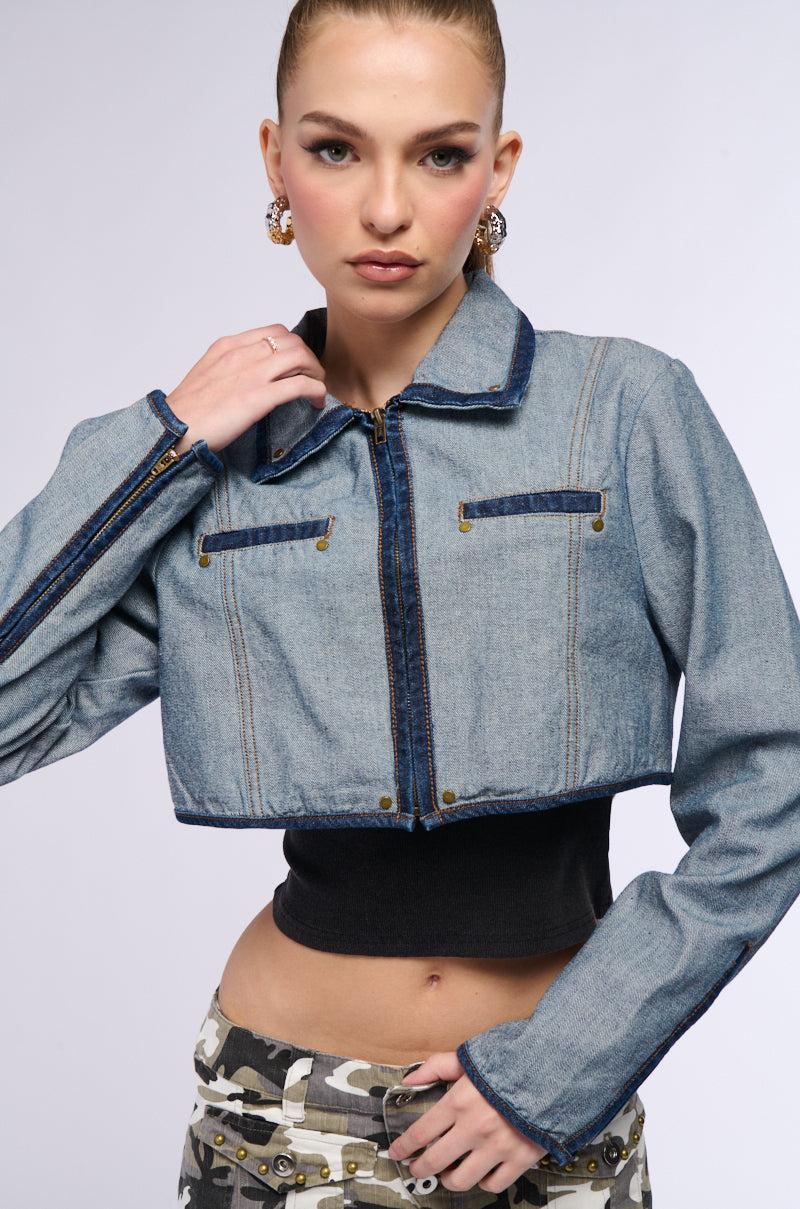 INSIDE OUT DENIM CROP JACKET Product Image