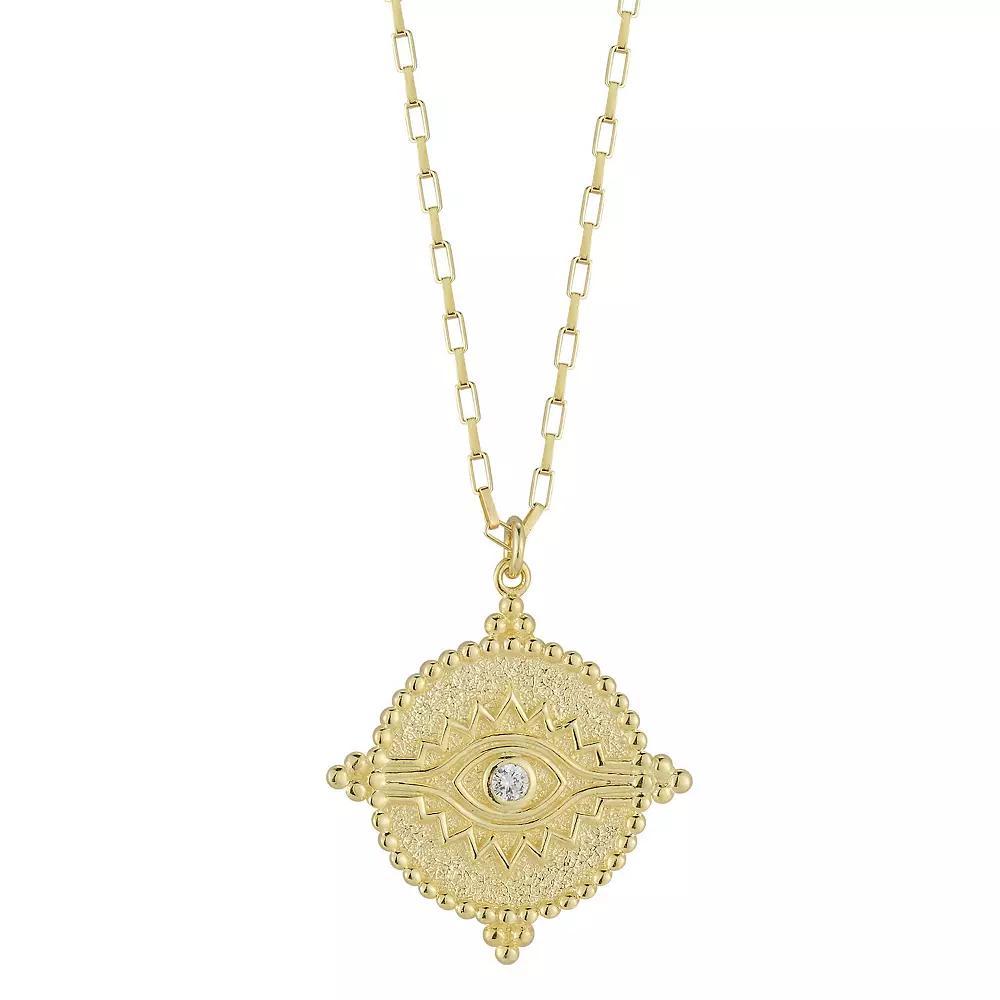 Sunkissed Sterling Sterling Silver Cubic Zirconia Eye Medallion Pendant Necklace, Women's, Size: 18", Gold Tone Product Image
