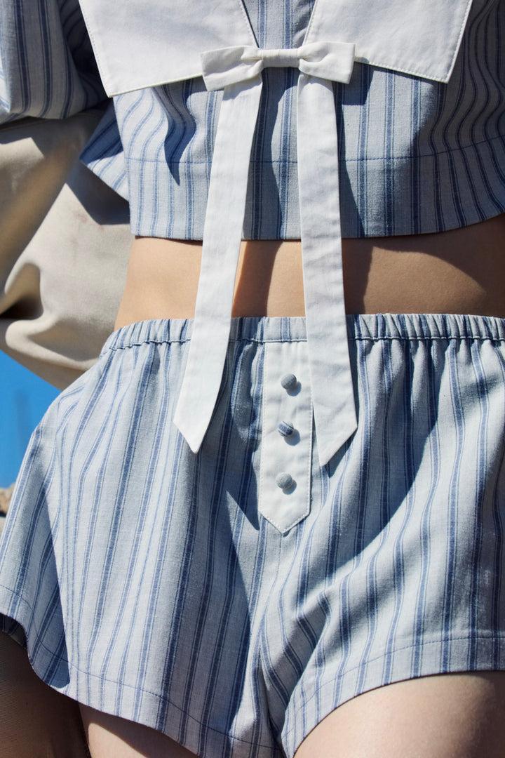 Linen Stripe Top — Blue Product Image