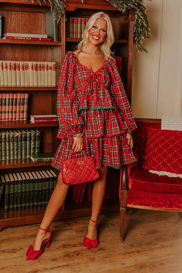 Polished Plaid Tiered Mini Dress Product Image