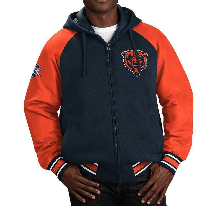 Men's G-III Sports by Carl Banks Navy Chicago Bears Defender Raglan Full-Zip Hoodie Varsity Jacket, Size: Small, Blue Product Image